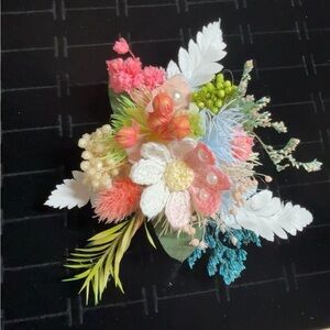 Handmade crochet flower combined dried flower ring